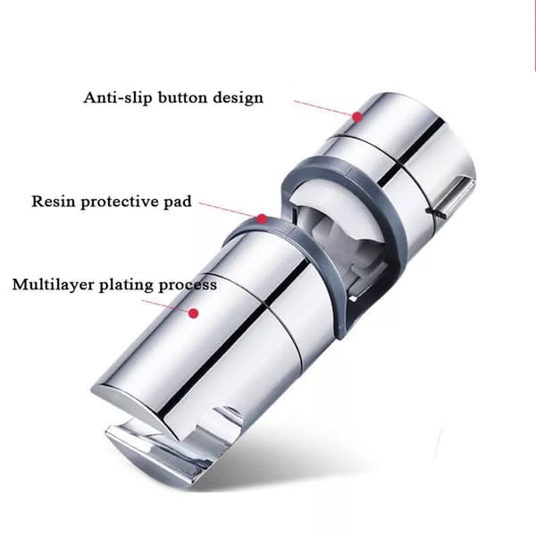 Handduschhållare för duschstång, passar diameter 18–25 mm, silverfärgad ABS