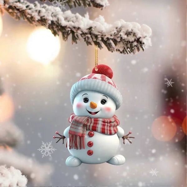 5 st Jul Snögubbe Hänge Akryl Tecknad Snögubbe Hängande Ornament Julgran Hängande Snögubbar för Heminredning