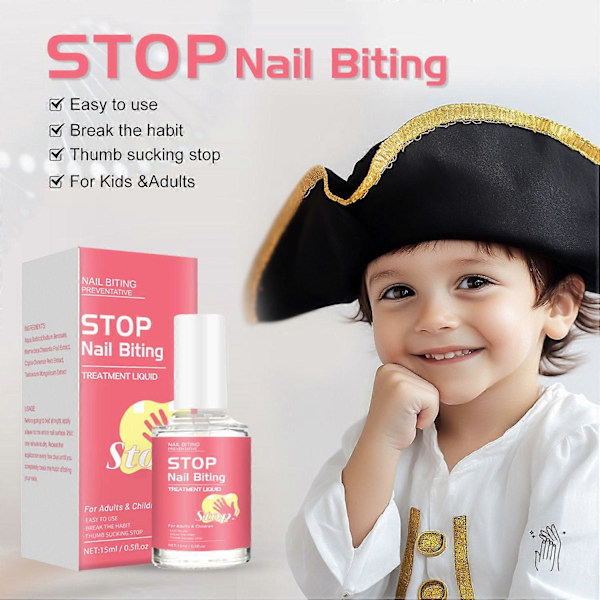 Anti Nagelbitnings Nagellack - Sluta Bita På Dina Naglar Snabb Behandling för Vuxna & Barn - Klar Stopp Nagelreparationslack - Enkel Applicering GS 3PCS