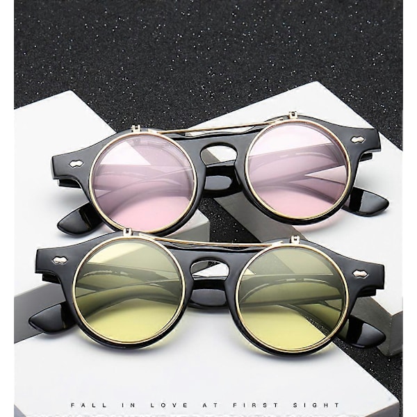 Aurinkolasit Käännettävät Ympyrä Steampunk-lasit Pyöreät Retro Vintage Cyber GS color03