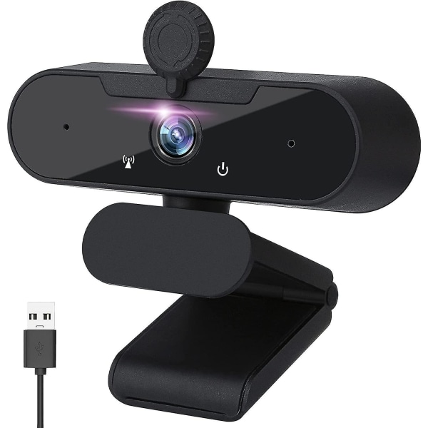 HD-webbkamera 1080p, webbkamera PC, bärbar dator med mikrofon, bredbildsvideosamtal och konferensinspelningsstöd