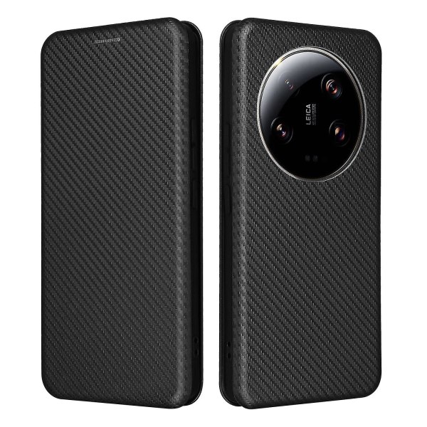 För Xiaomi 13 Ultra Pu Phone case Carbon Fiber Texture Stand Card Slot Cover - Grön