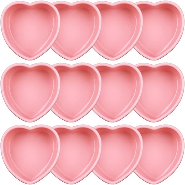 12 stk. Hjerteformede kageforme Pink Silikone Mini Hjerte Kageform til Valentinsdag Fødselsdag Cupcakes
