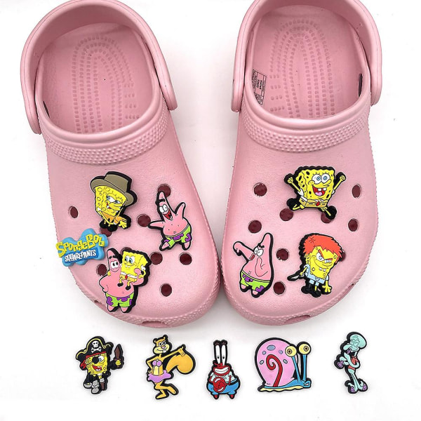 12 stk tegneserie svampebob sko charms dekoration til gør-det-selv Croc clog sandaler tilbehør