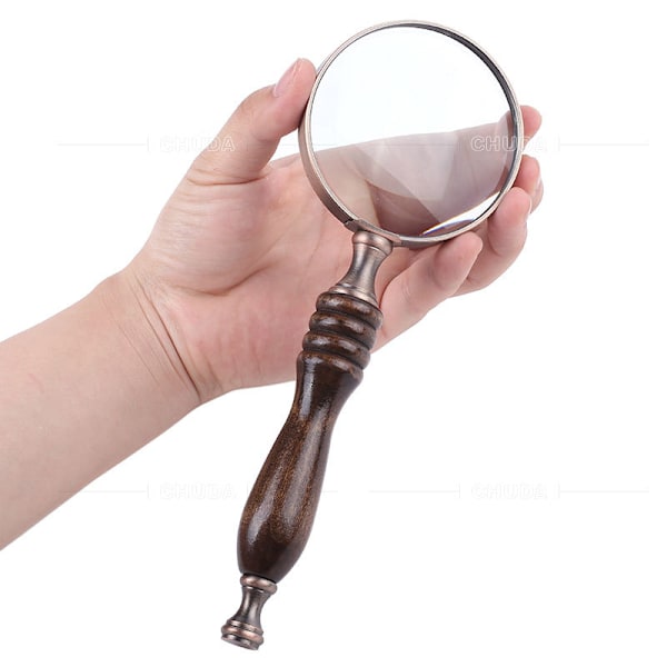 Ebonyhandtag, klassisk nostalgisk retro handhållen presentmetallförstoringsglas, 1 styck