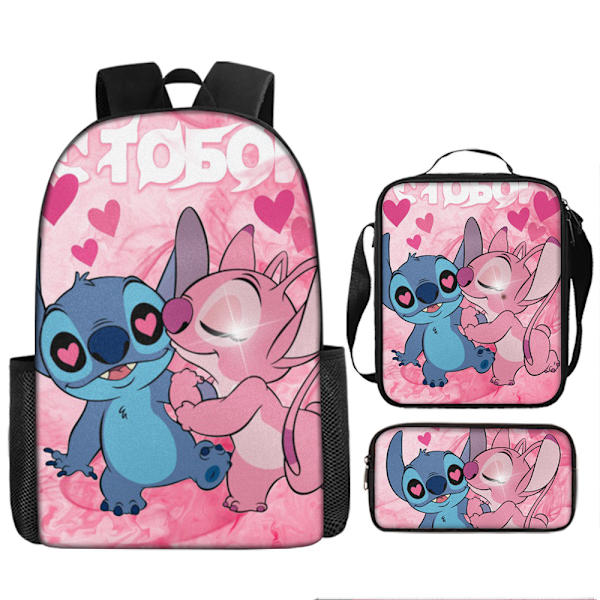 Ny stil tecknad Stitch skolväska tredelad grundskola och mellanstadiet ryggsäck