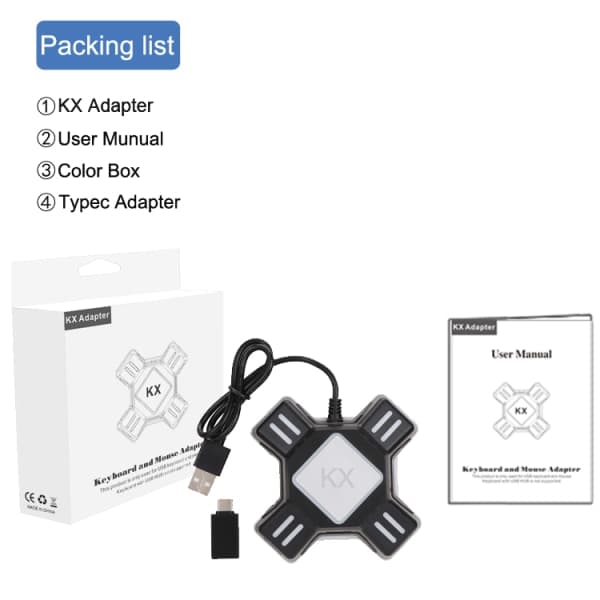 Mus og tastatur adapter for Switch, Xbox One, PS3/4