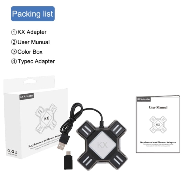 Mus og tastatur adapter til Switch, Xbox One, PS3/4