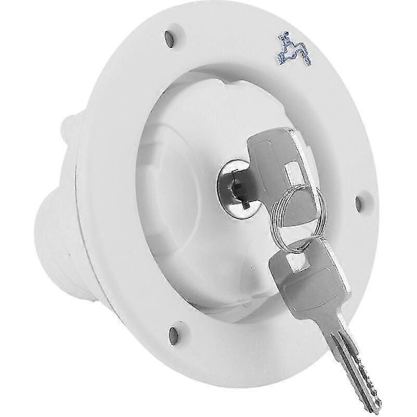 Gravity Fresh Water Inlet Lock Vattentät Lucka Fyllningslock med 2 Nycklar Vit för Husbil Husvagn RV