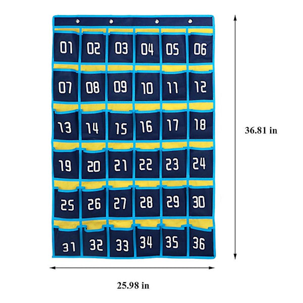 36 Nummererte Lommer Oversikt Celletelefon Hengende Oppbevaringspose Hengende Organizer for Klasserom Mobiltelefon