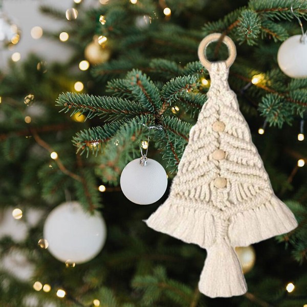 3 stk Jule selvfremstillede træmakrame gør-det-selv-håndværkssæt, håndlavet vævet makrame juletræsvæghængende Boho-dekor
