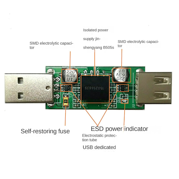 ADUM3160 USB Isolator Modul USB till USB Spänningsisolator Modul Stödjer 12Mbps, Används för att Isolera Brus