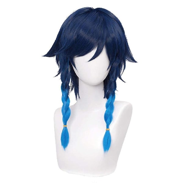 Genshin Impact Game Venti Cosplay pitkä sininen gradienttiperuukit naisten juhlat synteettiset hiukset koko pään peruukit Halloween