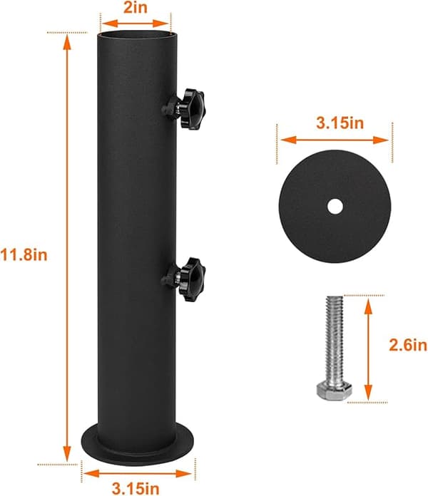 Kraftig parasolindsatsrørstativ hardware-sæt DIY stangholder udskiftningstilbehør til granit cement stenbord parasolfod