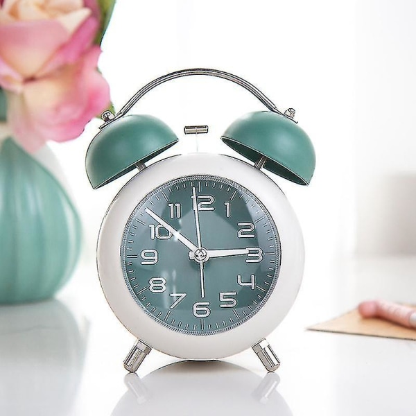 4 tum (cirka 10,2 cm) väckarklocka med dubbelklocka med tredimensionell urtavla Enkel väckarklocka Högt ringande