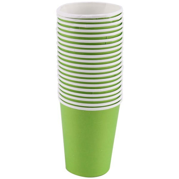 20 Paper Cups (9oz) - Plain Solid Colours Birthday Catering(green)