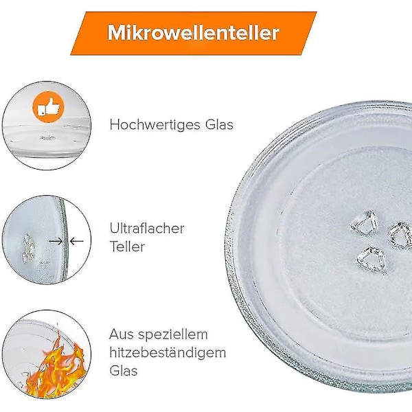 Universal mikrobølgeovn dreieskive glassplate med 3 fester, 245 mm