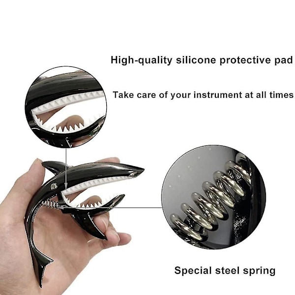 Shark Gitarre Capo Zink Legering Capo For Akustisk Elektrisk Klassisk Gitarer Og Bass Ukulele Capo Wit