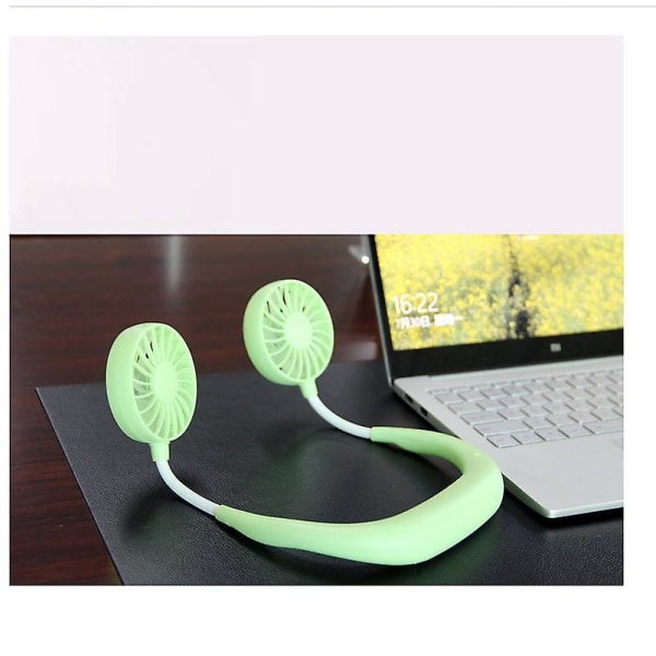 Bärbar hängande halsfläkt, bärbar USB uppladdningsbar fläkt 3 Speedsgreen