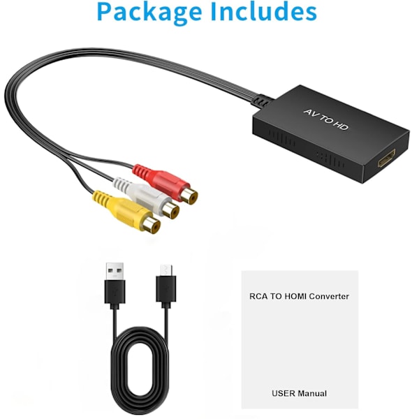 RCA - HDMI-muunnin, komposiitti-HDMI-sovitin tukee 1080p PAL/NTSC