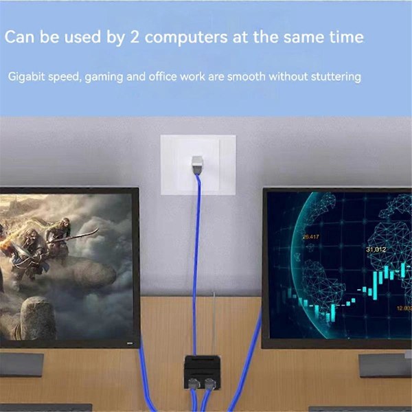 RJ45 1 ind 2 Netværksdeler 100Mbps 2-Port Mini Switch Samtidig Internetadgang Netværkssplitter