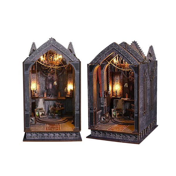 DIY Gotiska bokstöd Tyst nattbön Pussel Intelligent 3D-montering Miniatyrmodell Födelsedagspresent Leksak Orname