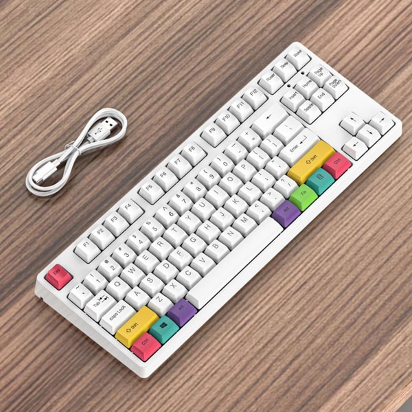 Mekanisk tastatur Kablet 87 taster Gaming Keyboard Light Emitting Keyboard med PBT Keycaps til PC Gamers Compu