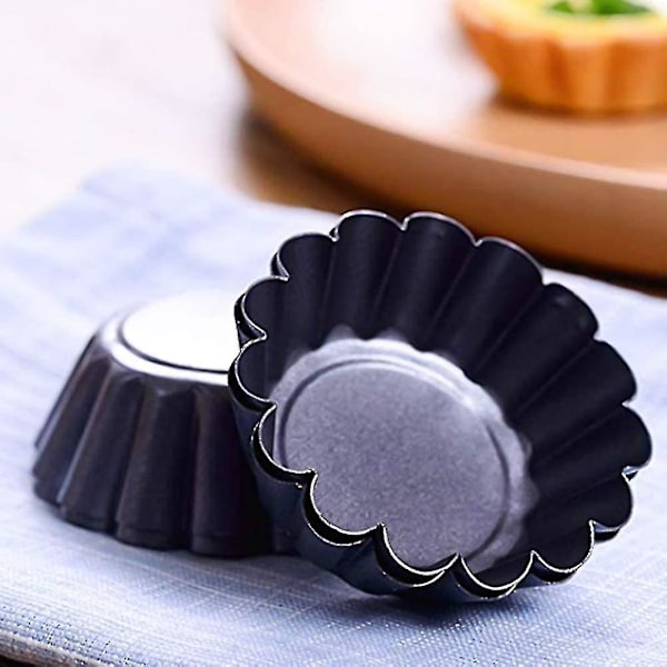 12 stk. Tartlet-former Tartlet Ramekins 6,5 cm Mini Tart Pan (svart)