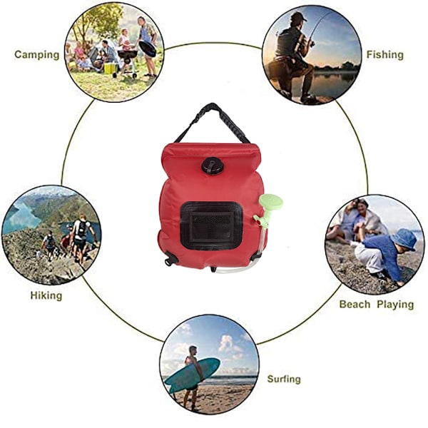 Solbruserpose, 20L solopvarmet campingbruserpose til vandreture
