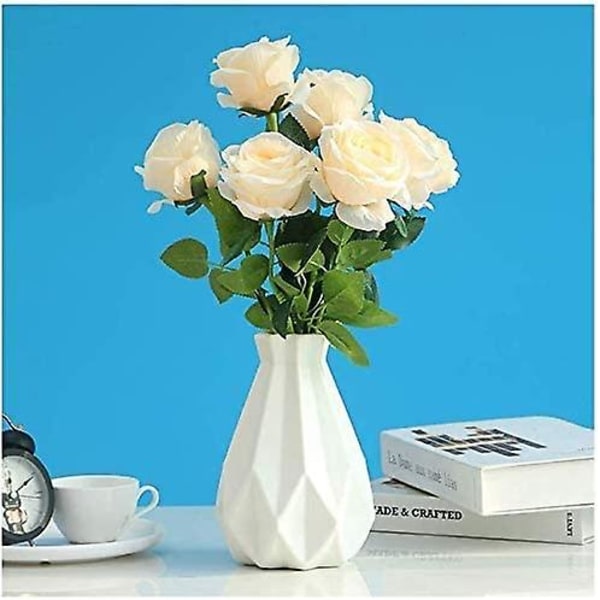 Vit dekorativ vas, okrossbara plastvaser, modern geometrisk minimalistisk stil blomstervas för dekoration