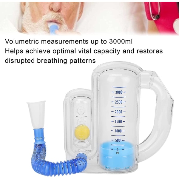 3000ml/5000ml Spirometri Andningsövningar, Blås och Andas Lungtränare Andningshjälpmedel Spirometer Andningsmätning Vitalkapacitetsträning också