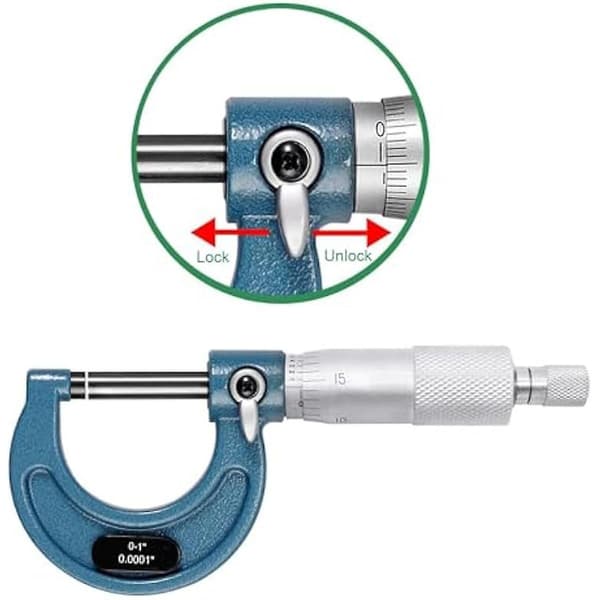 Utomhusmikrometer, 0-1 tums maskinmikrometer, 0,0001 tums graderingsmikrometerset, precisionsmikro