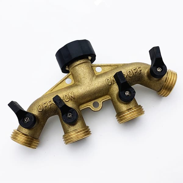 3/4 tommer Messing 4 Slange Dispenser Dyseskifter Haneforbindelse Hane Dispenser Slange Adapter