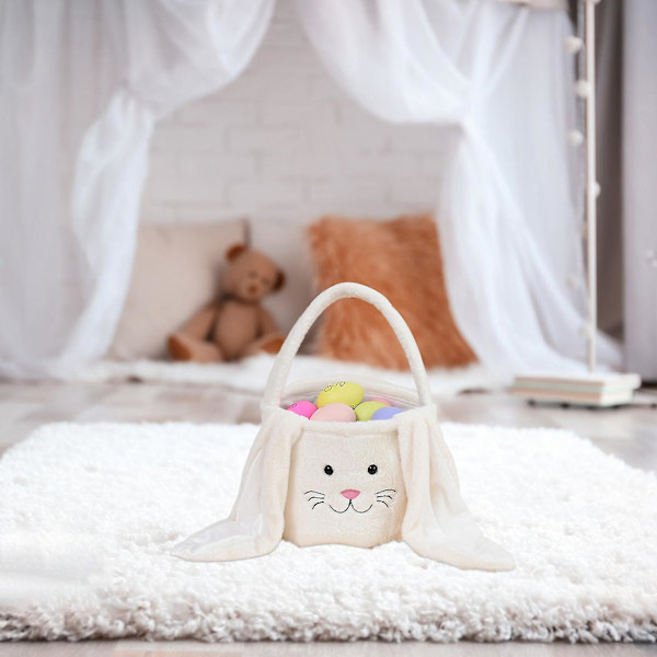 Påskedekorationer Glad Påske Plys Bunny Lange Ører Tasker Påskekurv Kanin Spande Påske Tote Tasker Børn Gave Opbevaring Håndtaske - MXBC