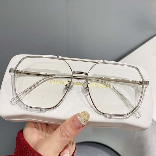 Nya Modetrend Stora Solglasögon Dubbel Balk Polygonal Glasögon