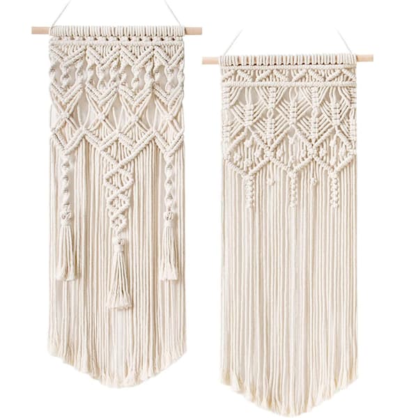 Makramé Vevd Vegghenging - 2 stk. Boho Chic Geometrisk Kunstdekor