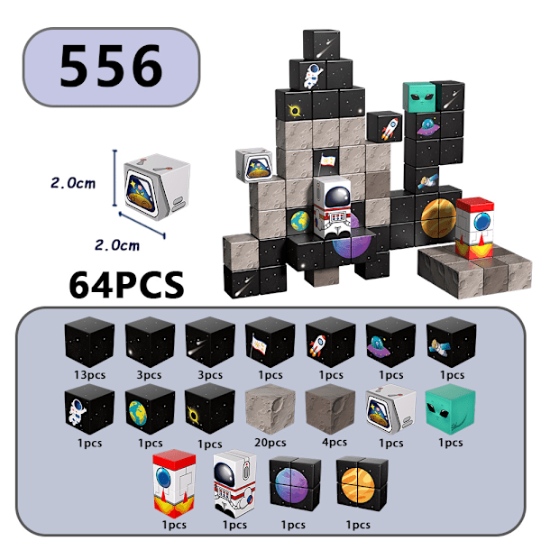 556-Vandra i Universum, Nytt Magnetiskt Värld Magnetiska Byggklossar Set