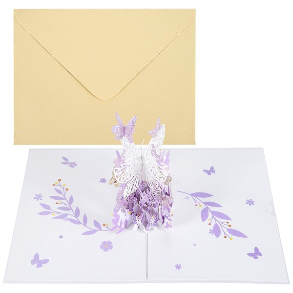 Purple Butterfly Birthday PopUp Card, Butterfly 3D Greeting Cards for Women Girl Daughter, Mothers