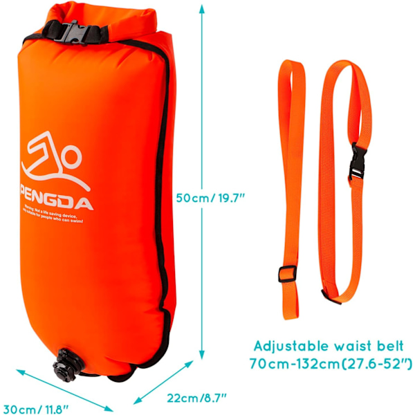 Svømmebøje 25L Vandtæt Dry Bag Sikker Svømning Åbent Vand og Triatlon Svømmebøje, Kajakroer Svømmeboble Åbent Vand Triatlet, Surfer, Svømning, Roning