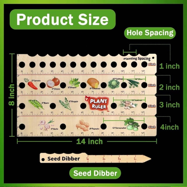 1-pakke Hage Tre Multi-Bruk Planting Linjal Plante Multi-Bruk Frøplante Såing Guide Planting Linjal