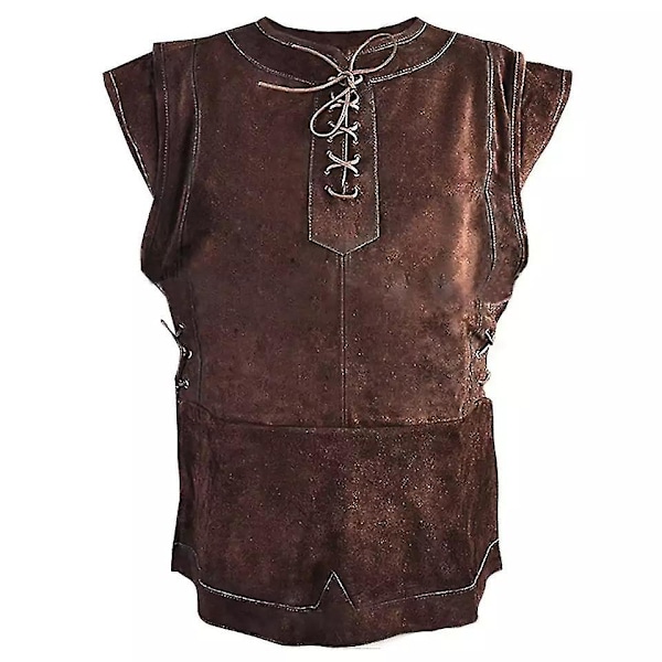 Herre Medieval Punk Vest Vikinger Cosplay Bueskytte Kostume Voksen Bryst Beskyttelse Ruskind Larp Outfit Jerkin Frakke Halloween Til Mænd _ai