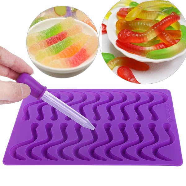 Silikoneform med 20 rum til vingummier, chokolade, slik og kager med pipette