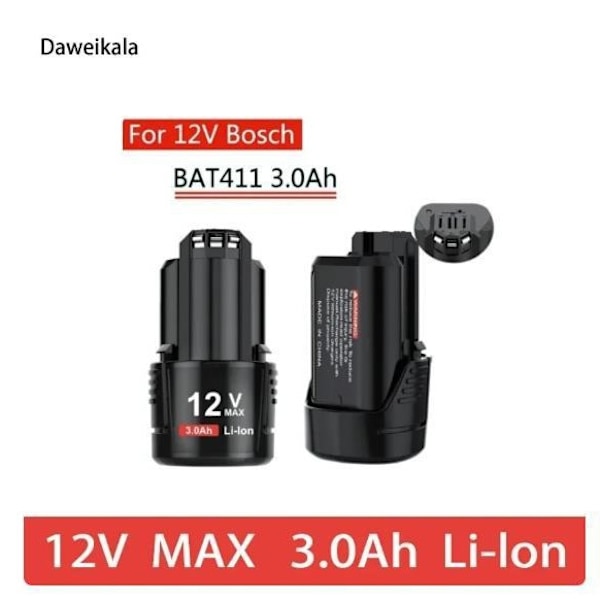 12V Bosch 3000mAh Bat411 Vaihtoakku Bosch 12V akku on yhteensopiva Bosch Bat412A Bat413a D-70:n kanssa