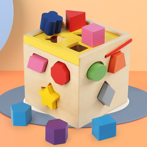 1 st geometrisk form matchande pusselspel för barn, pedagogiskt hjälpmedel, Montessori-leksaker, 12-håls pussel