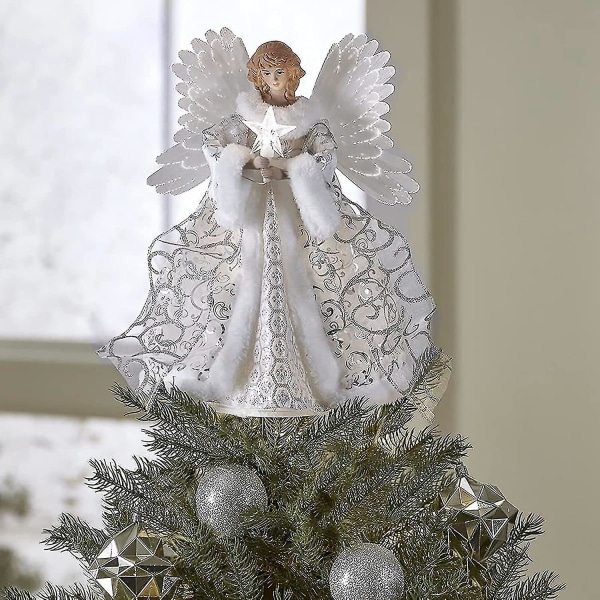 Winter Promotion,christmas Tree Toppers - Acrylic, White Angel Topper Fairy Treetop Pendant For Decorations, O
