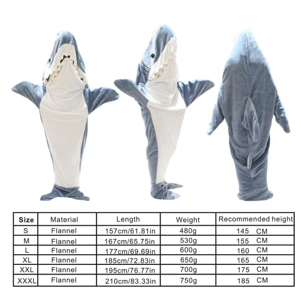 Shark Blanket Adult - Shark Onesie Blanket Shark Blanket -huppari - Käytettävä Shark Blanket Super Pehmeä Cozy Flanellihuppari