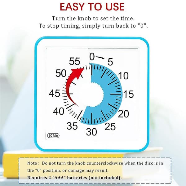60-minutters Visuell Timer for Barn, Studie Klasserom Timer, Stille Nedtelling Timer for Lærere og Voksne