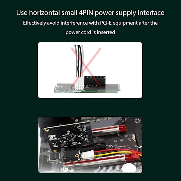 NGFF M.2 till PCI-E 4X Riser-kort M2 M Key till PCIe X4 Adapter med LED-indikator SATA Power Riser för