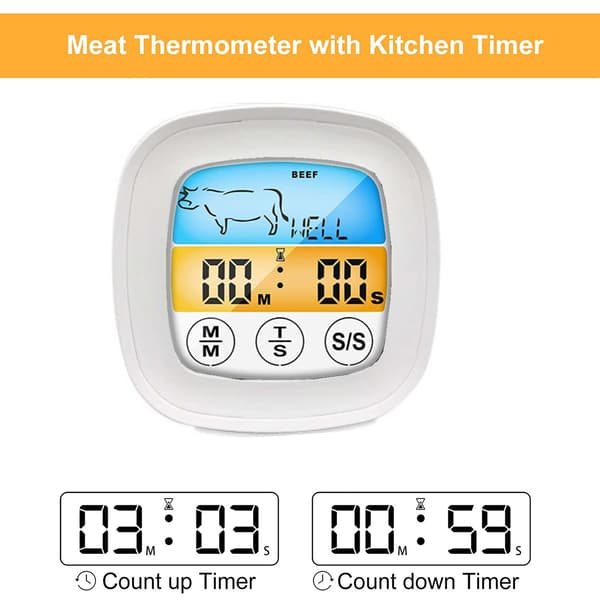 Elektronisk grilltermometer timer touch grilltermometer kök färgskärm mattermometer köttalarm