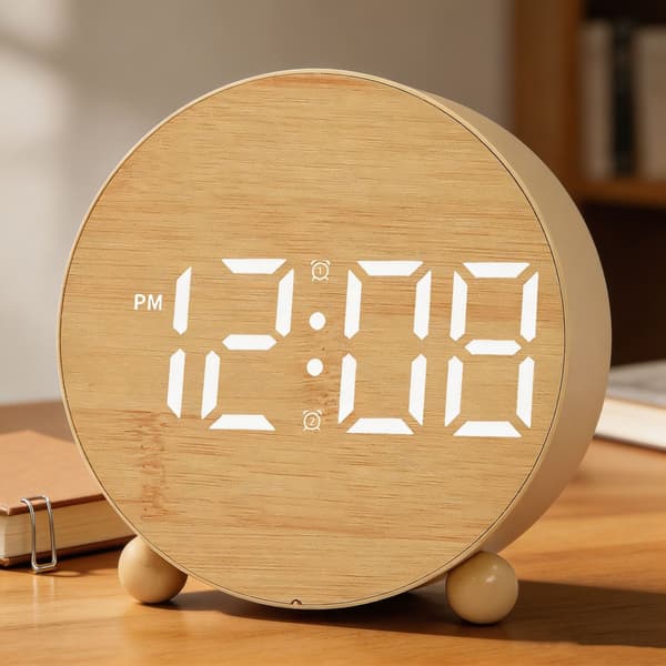 Digital väckarklocka med LED-display, batteri/USB-driven väckarklocka för nattduksbord med snooze